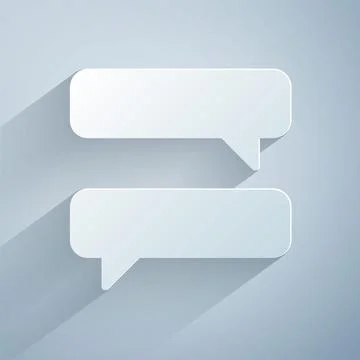 Paper cut Speech bubble chat icon isolated on grey background. Message icon 스톡 일러스트