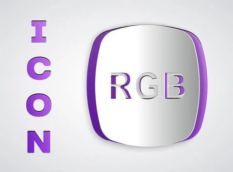 Paper cut Speech bubble with RGB and CMYK color mixing icon isolated on gre.. Stock Illustration