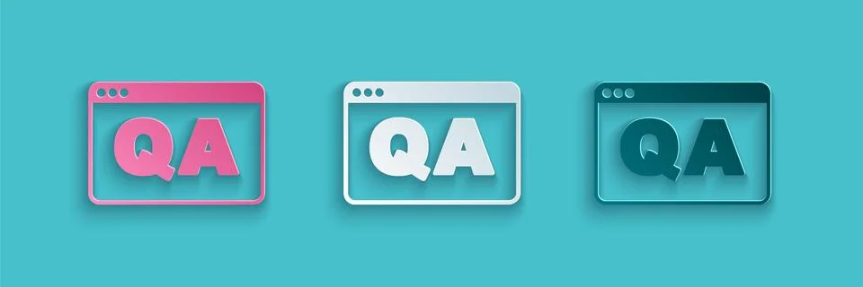 Paper cut Speech bubbles with Question and Answer icon isolated on blue Illustrazione stock