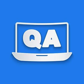 Paper cut Speech bubbles with Question and Answer icon isolated on blue Illustrazione stock