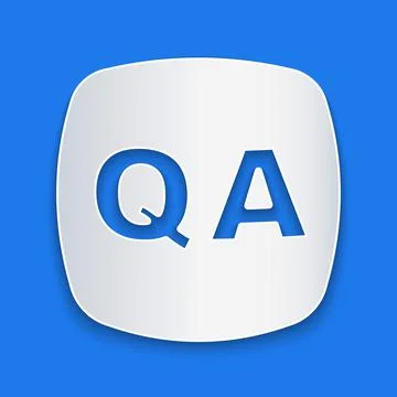 Paper cut Speech bubbles with Question and Answer icon isolated on blue イラスト素材