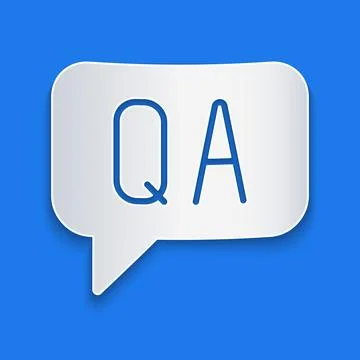 Paper cut Speech bubbles with Question and Answer icon isolated on blue Illustrazione stock