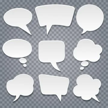 Paper cut speech bubbles set Stock Illustration