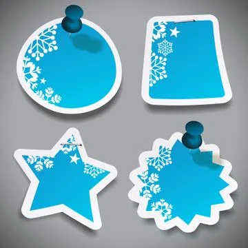 Paper Cut Speech Bubbles with Snowflakes Stock Illustration
