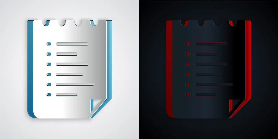 Paper cut Sport training program or fitness plan icon isolated on grey and black Ilustración de archivo