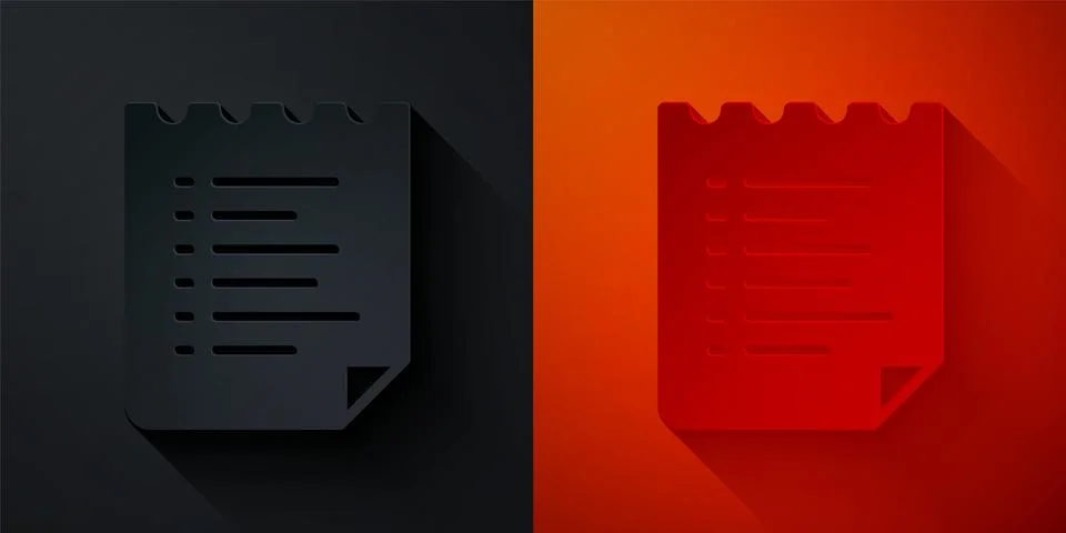 Paper cut Sport training program or fitness plan icon isolated on black and red Ilustración de archivo