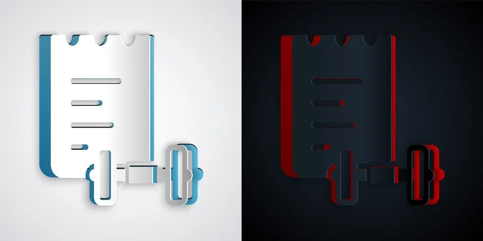 Paper cut Sport training program or fitness plan icon isolated on grey and .. Ilustración de archivo