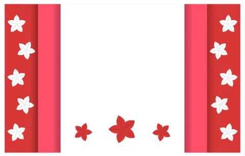 Paper cut spring red and white background Illustrazione stock