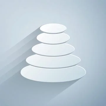 Paper cut Stack hot stones icon isolated on grey background. Spa salon accessory Illustrazione stock