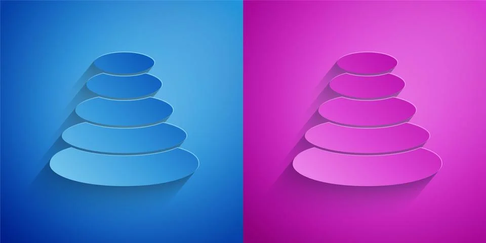 Paper cut Stack hot stones icon isolated on blue and purple background. Spa Stock Illustration