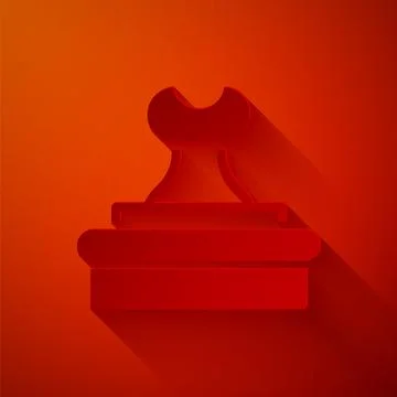 Paper cut Stamp icon isolated on red background. Paper art style. Vector Stock Illustration