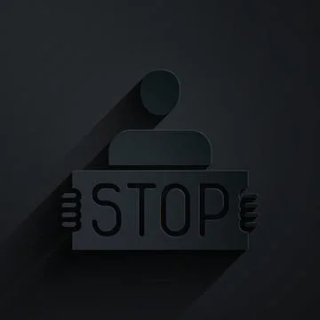 Paper cut Stop war icon isolated on black background. Antiwar protest. World Stock Illustration