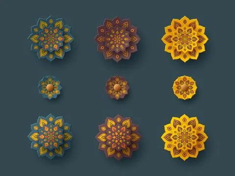 Paper cut style of Indian Rangoli for Diwali Stock Illustration