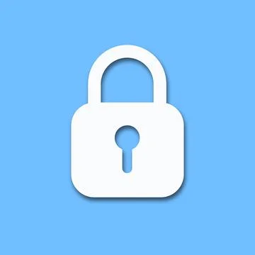 Paper cut style padlock icon with shadow. Lock icon for website. Security con Stock Illustration