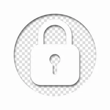 Paper cut style padlock icon with shadow on transparent background. Lock icon Stock Illustration