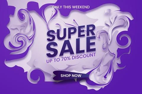 Paper cut style with super mega sell offer background design template 스톡 일러스트
