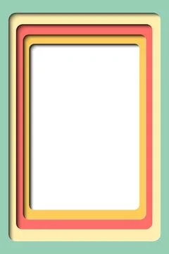 Paper cut style vertical frame. 3D abstract background.  Stock Illustration