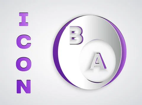 Paper cut Subsets, mathematics, a is subset of b icon isolated on grey Illustrazione stock