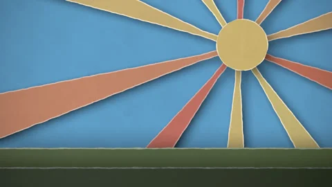 Paper Cut Sunrise Stock Footage 299610334