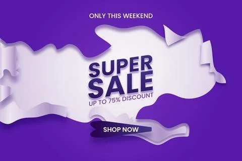 Paper cut super mega sell offer background design template Иллюстрация