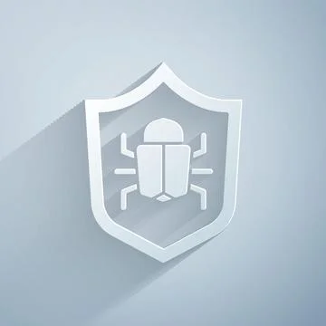 Paper cut System bug concept icon isolated on grey background. Code bug concept Stock Illustration