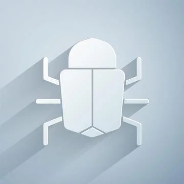 Paper cut System bug concept icon isolated on grey background. Code bug concept Illustrazione stock