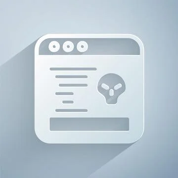 Paper cut System bug concept icon isolated on grey background. Code bug concept Stock Illustration