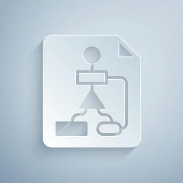 Paper cut Tile flowchart for program design or process management plan icon イラスト素材