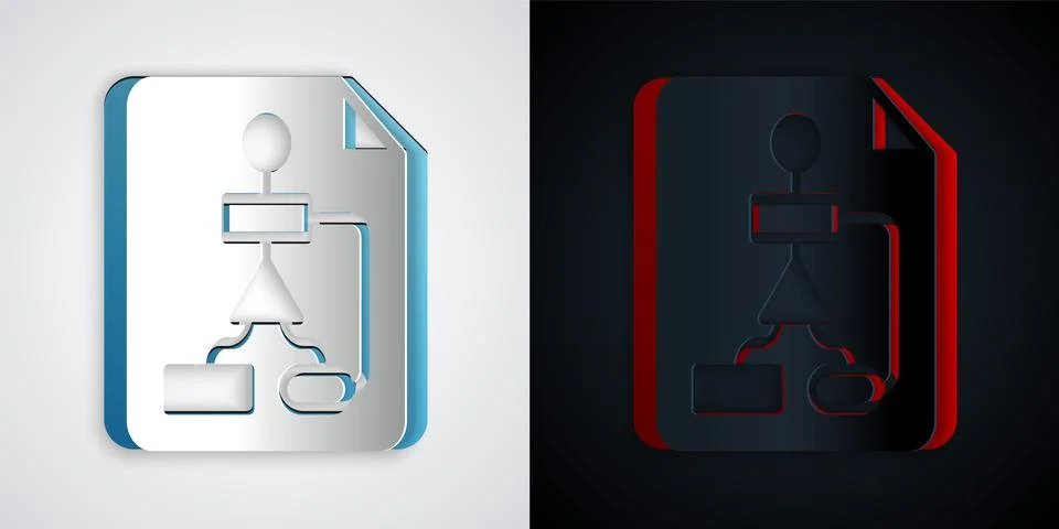 Paper cut Tile flowchart for program design or process management plan icon i Stock Illustration