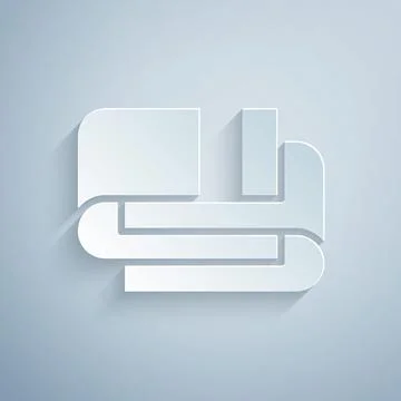 Paper cut Towel stack icon isolated on grey background. Paper art style. Vector Illustrazione stock