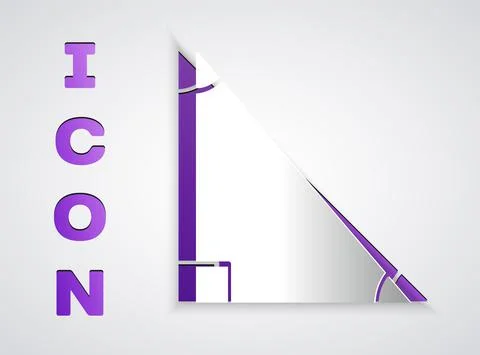 Paper cut Triangle math icon isolated on grey background. Paper art style Stock Illustration