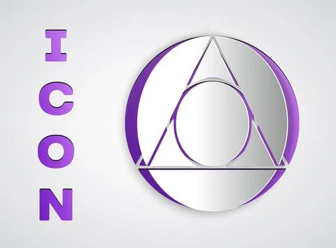 Paper cut Triangle math icon isolated on grey background. Paper art style Stock Illustration