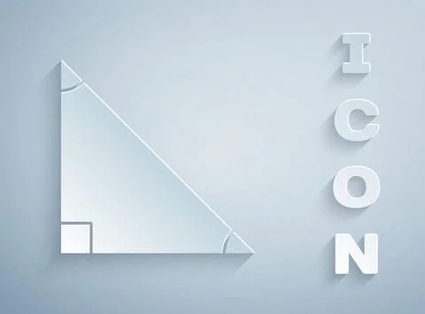 Paper cut Triangle math icon isolated on grey background. Paper art style Illustrazione stock
