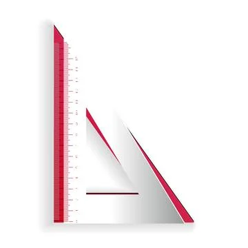 Paper cut Triangular ruler icon isolated on white background. Straightedge Stock Illustration