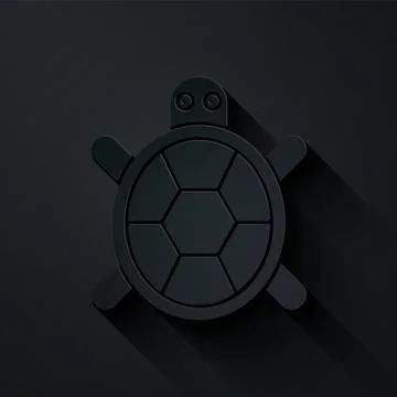 Paper cut Turtle icon isolated on black background. Paper art style. Vector. 스톡 일러스트
