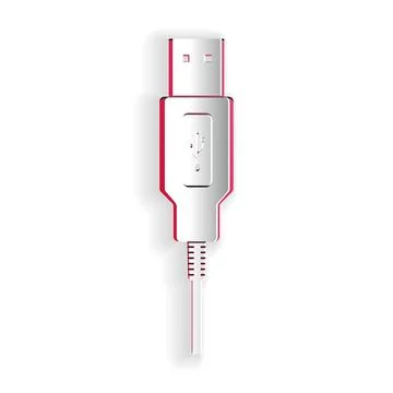 Paper cut USB cable cord icon isolated on white background. Connectors and Illustrazione stock