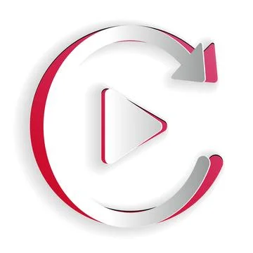 Paper cut Video play button like simple replay icon isolated on white background イラスト素材