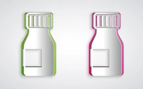 Paper cut Vitamin complex of pill capsule icon isolated on grey background... 스톡 일러스트