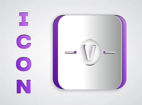 Paper cut Voltmeter electronic component icon isolated on grey background. El Illustrazione stock