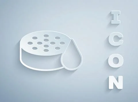 Paper cut Water sensor icon isolated on grey background. Paper art style. Vector Stock Illustration