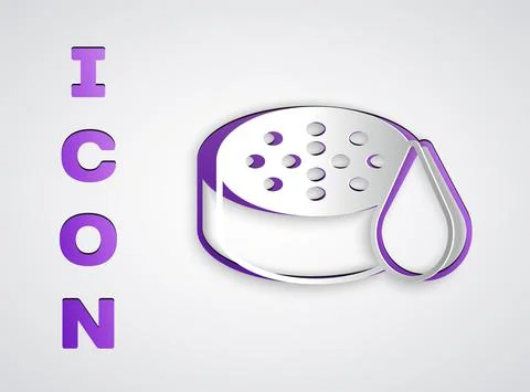 Paper cut Water sensor icon isolated on grey background. Paper art style. Vector Stock Illustration