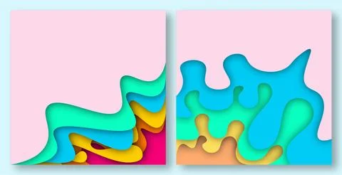 Paper cut waves abstract background. Stock Illustration