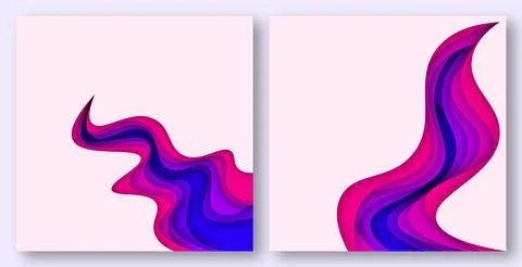 Paper cut waves abstract background. Stock Illustration