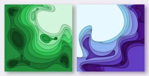 Paper cut waves abstract background. Stock Illustration
