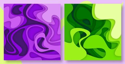 Paper cut waves abstract background. Stock Illustration