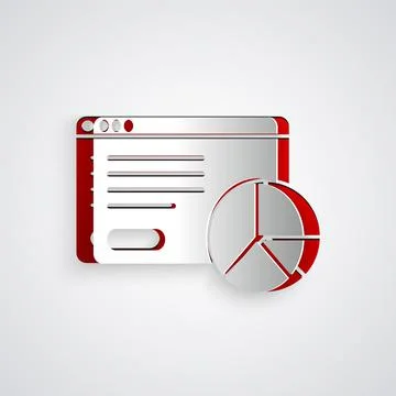 Paper cut Web analytics information and development website statistic icon Illustrazione stock
