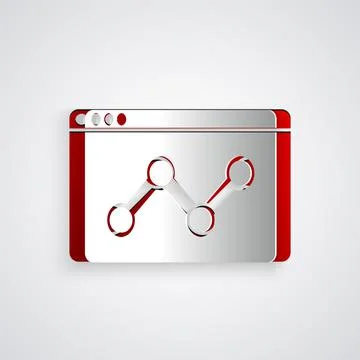 Paper cut Web analytics information and development website statistic icon Illustrazione stock