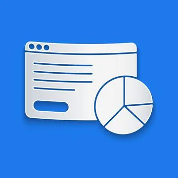 Paper cut Web analytics information and development website statistic icon Illustrazione stock