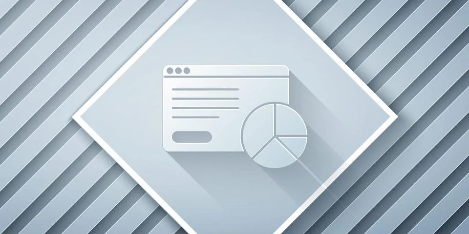 Paper cut Web analytics information and development website statistic icon Illustrazione stock