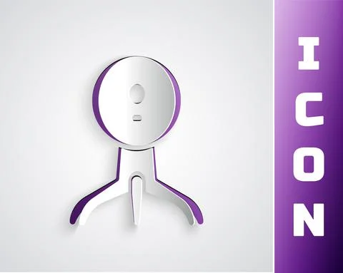 Paper cut Web camera icon isolated on grey background. Chat camera. Webcam icon 스톡 일러스트